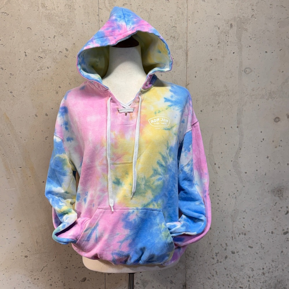 Ron Jon Surf Shop Hoodie Womens Large Pastel Tie Dye Ocean City MD Surf Beachy